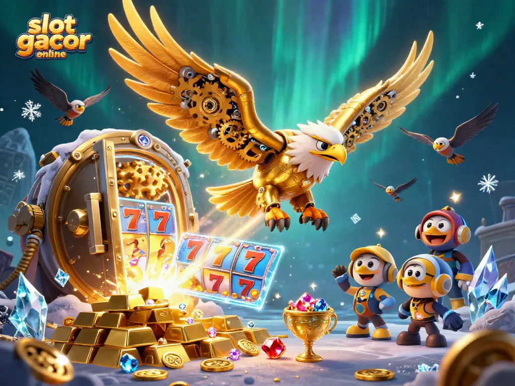 Boost your wins in slot gacor online with a vibrant 3D illustration filled with treasure and excitement.