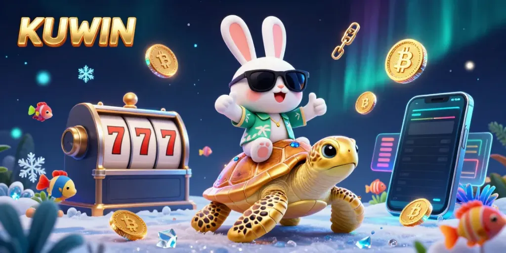 Engage in winning strategies at KUWIN Casino with vibrant symbols and characters.