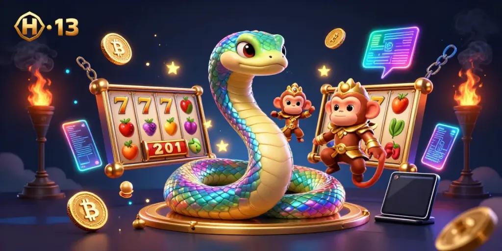 Experience gaming with H 13 as the rainbow serpent and monkey king create a thrilling jackpot atmosphere.