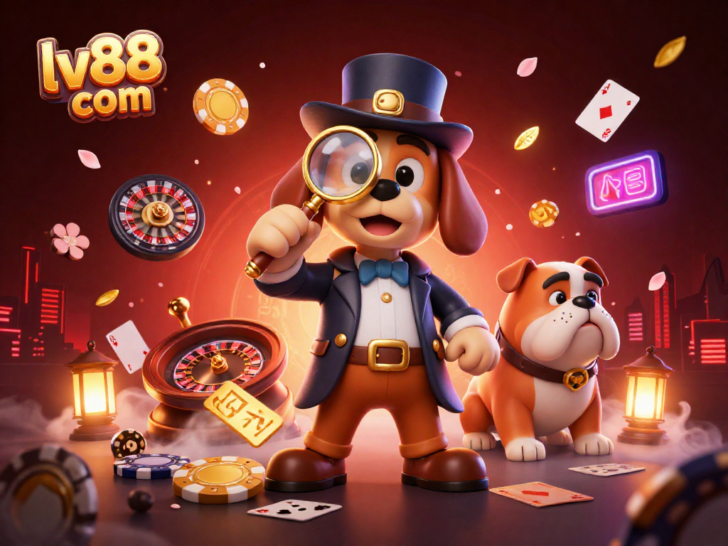 Engage with lv88 com's thrilling casino experience featuring a cartoon detective and exciting gaming elements.