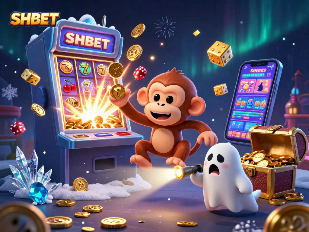 Catch the excitement at SHBET as a mischievous poltergeist monkey juggles golden coins in a luxurious casino.