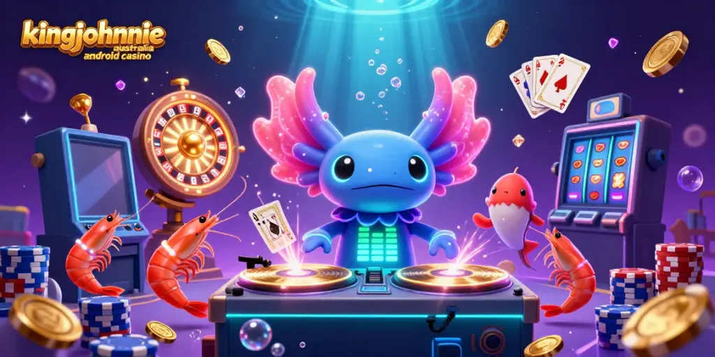 Experience kingjohnnie australia android casino with vibrant characters and engaging casino elements in this lively scene.