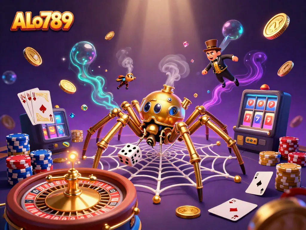 Experience the excitement of ALo789 with this rich 3D gambling illustration showcasing unique gameplay elements.